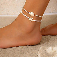 Thumbnail for Bohemia Turtle Starfish Charm Seed Beaded Anklet Set