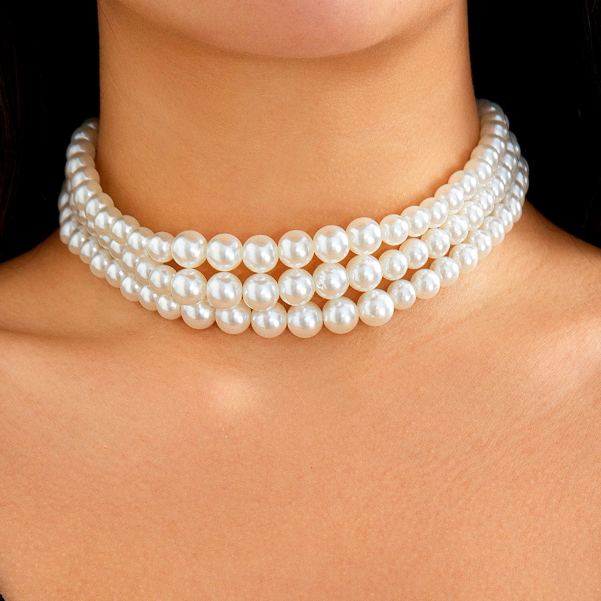 Bohemian Layered Pearl Chain Choker Necklace - ArtGalleryZen