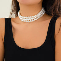 Thumbnail for Bohemian Layered Pearl Chain Choker Necklace - ArtGalleryZen