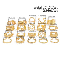 Thumbnail for Boho 20pcs Glossy Hollow Heart Wide Ring Set - ArtGalleryZen