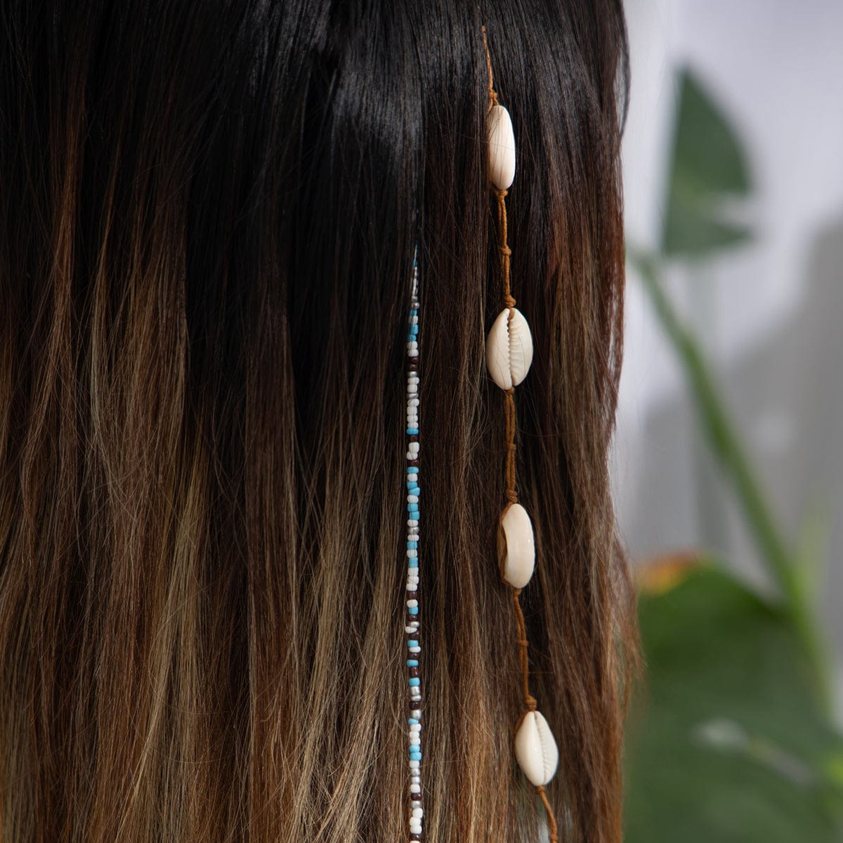 Boho 2pcs Conch Seed Beaded Chain Hair Clip Set - ArtGalleryZen
