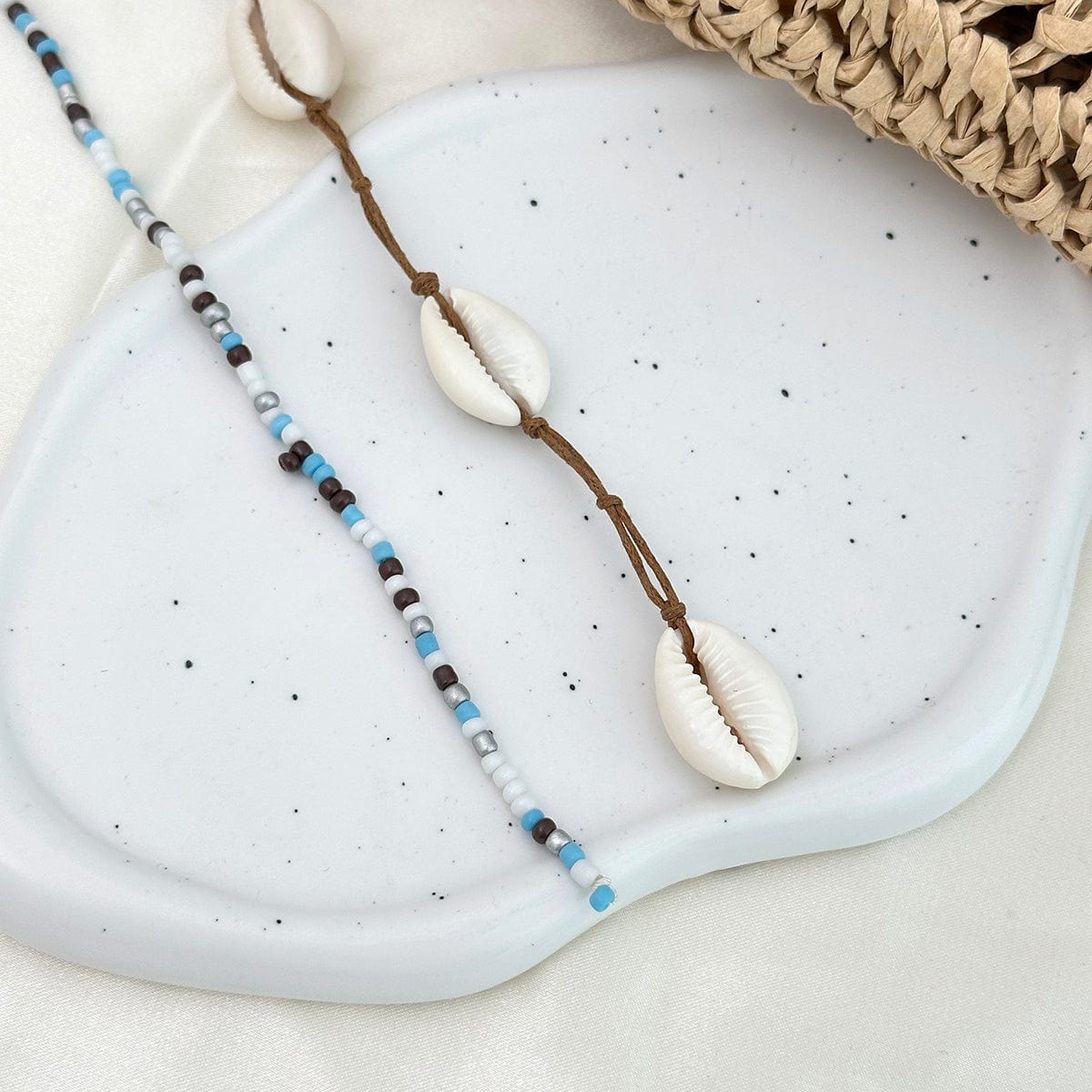 Boho 2pcs Conch Seed Beaded Chain Hair Clip Set - ArtGalleryZen