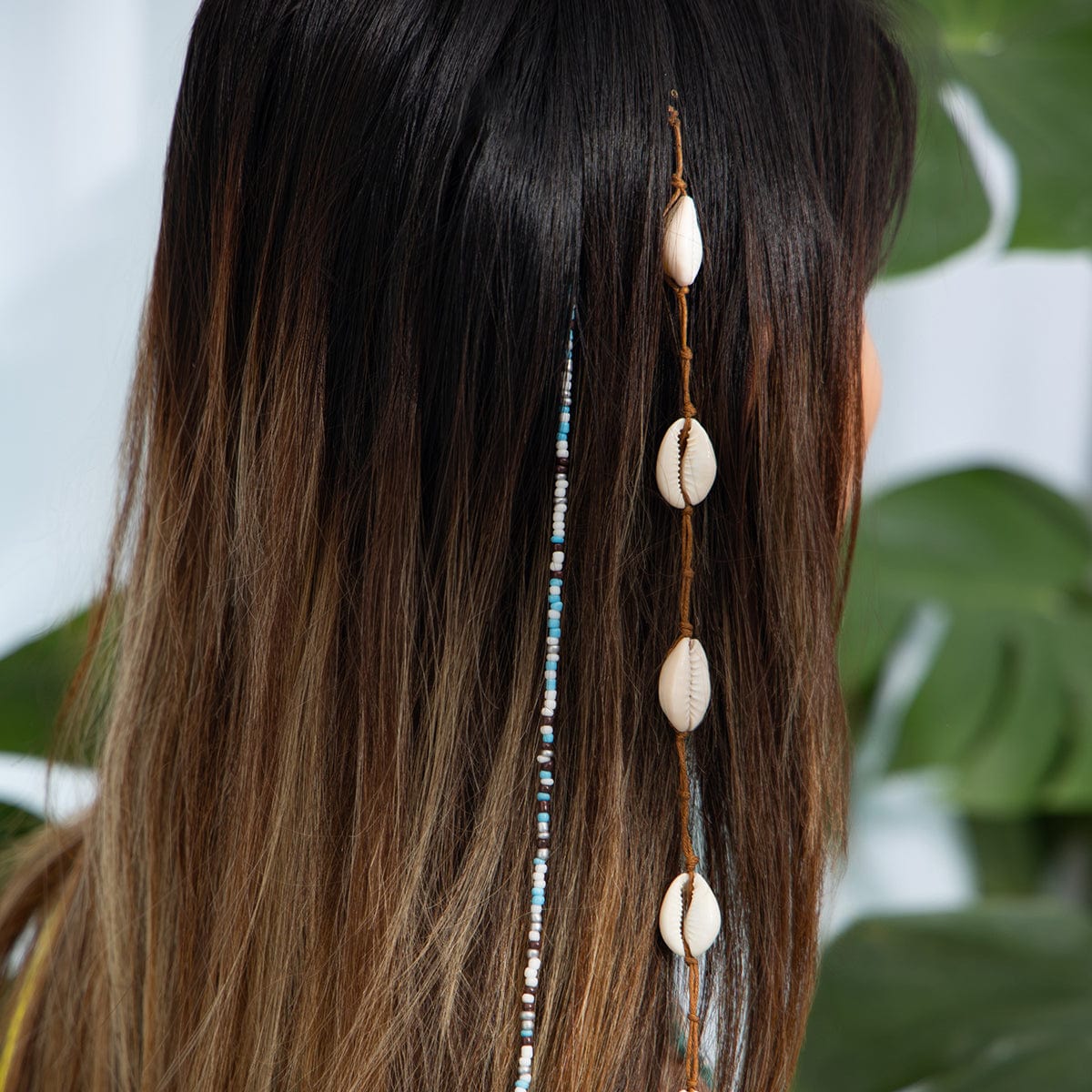 Boho 2pcs Conch Seed Beaded Chain Hair Clip Set - ArtGalleryZen