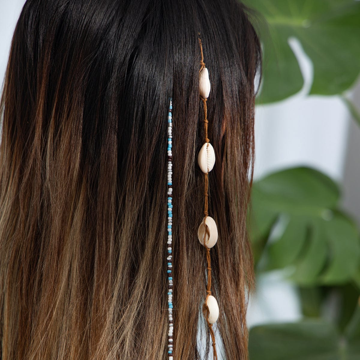 Boho 2pcs Conch Seed Beaded Chain Hair Clip Set - ArtGalleryZen