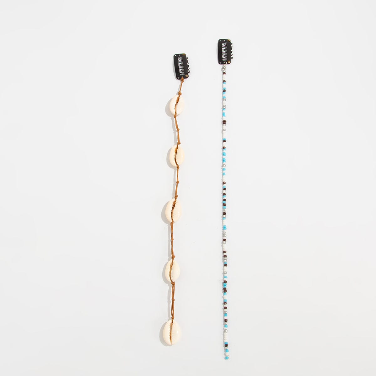 Boho 2pcs Conch Seed Beaded Chain Hair Clip Set - ArtGalleryZen