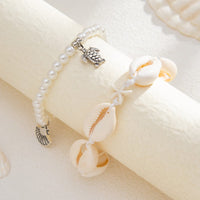 Thumbnail for Boho 2pcs Conch Shell Starfish Charm Pearl Chain Anklet Set - ArtGalleryZen