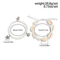 Thumbnail for Boho 2pcs Conch Shell Starfish Charm Pearl Chain Anklet Set - ArtGalleryZen