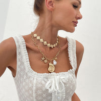 Thumbnail for Boho 2pcs Conch Shell Starfish Pearl Charm Square Choker Necklace Set - ArtGalleryZen