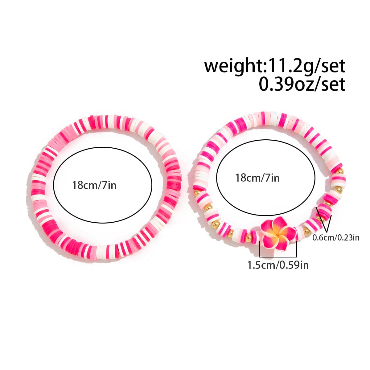 Boho 2pcs Flower Polymer Clay Beaded Friendship Bracelet Set - ArtGalleryZen