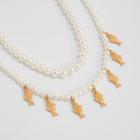Thumbnail for Boho 2pcs Goldfish Pendant Pearl Chain Necklace Set - ArtGalleryZen