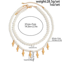 Thumbnail for Boho 2pcs Goldfish Pendant Pearl Chain Necklace Set - ArtGalleryZen