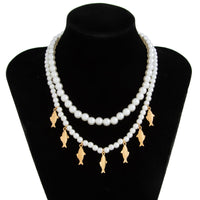 Thumbnail for Boho 2pcs Goldfish Pendant Pearl Chain Necklace Set - ArtGalleryZen