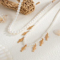 Thumbnail for Boho 2pcs Goldfish Pendant Pearl Chain Necklace Set - ArtGalleryZen