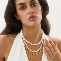 Thumbnail for Boho 2pcs Goldfish Pendant Pearl Chain Necklace Set - ArtGalleryZen