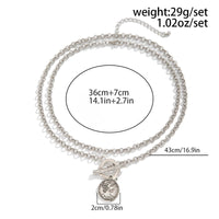 Thumbnail for Boho 2pcs Pattern Round Disk Pendant Curb Chain Necklace Set - ArtGalleryZen