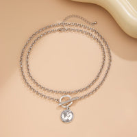 Thumbnail for Boho 2pcs Pattern Round Disk Pendant Curb Chain Necklace Set - ArtGalleryZen