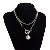 Thumbnail for Boho 2pcs Pattern Round Disk Pendant Curb Chain Necklace Set - ArtGalleryZen