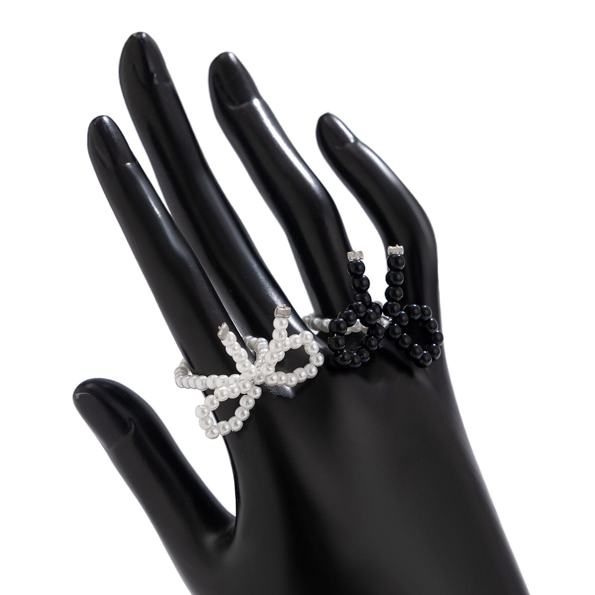 Boho 2Pcs Pearl Beaded Bowknot Ring Set - ArtGalleryZen