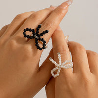 Thumbnail for Boho 2Pcs Pearl Beaded Bowknot Ring Set