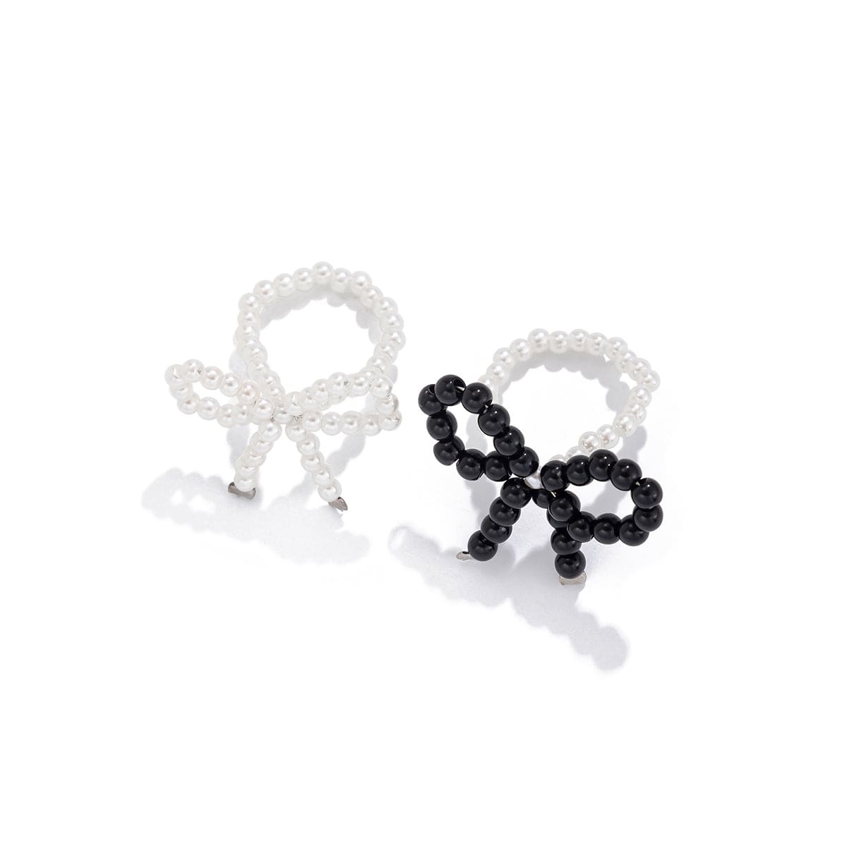 Boho 2Pcs Pearl Beaded Bowknot Ring Set