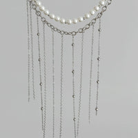 Thumbnail for Boho 2pcs Pearl Chain Tassel Choker Necklace Set - ArtGalleryZen