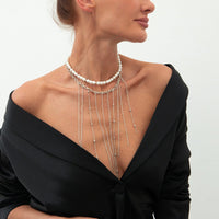 Thumbnail for Boho 2pcs Pearl Chain Tassel Choker Necklace Set - ArtGalleryZen