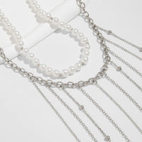 Thumbnail for Boho 2pcs Pearl Chain Tassel Choker Necklace Set - ArtGalleryZen