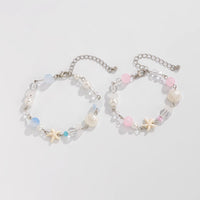 Thumbnail for Boho 2pcs Pearl Shell Starfish Glass Beaded Bracelet Set - ArtGalleryZen