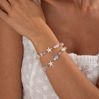 Thumbnail for Boho 2pcs Pearl Shell Starfish Glass Beaded Bracelet Set - ArtGalleryZen