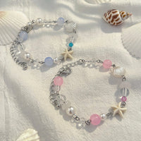 Thumbnail for Boho 2pcs Pearl Shell Starfish Glass Beaded Bracelet Set - ArtGalleryZen