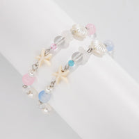 Thumbnail for Boho 2pcs Pearl Shell Starfish Glass Beaded Bracelet Set - ArtGalleryZen