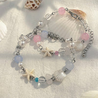 Thumbnail for Boho 2pcs Pearl Shell Starfish Glass Beaded Bracelet Set - ArtGalleryZen