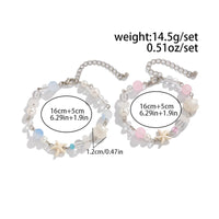 Thumbnail for Boho 2pcs Pearl Shell Starfish Glass Beaded Bracelet Set - ArtGalleryZen
