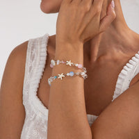 Thumbnail for Boho 2pcs Pearl Shell Starfish Glass Beaded Bracelet Set - ArtGalleryZen