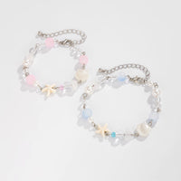 Thumbnail for Boho 2pcs Pearl Shell Starfish Glass Beaded Bracelet Set - ArtGalleryZen