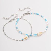 Thumbnail for Boho 2Pcs Shell Charm Beaded Curb Chain Anklet Set