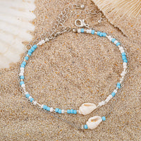 Thumbnail for Boho 2Pcs Shell Charm Beaded Curb Chain Anklet Set