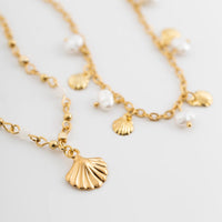 Thumbnail for Boho 2Pcs Shell Charm Pearl Tassel Anklet Set