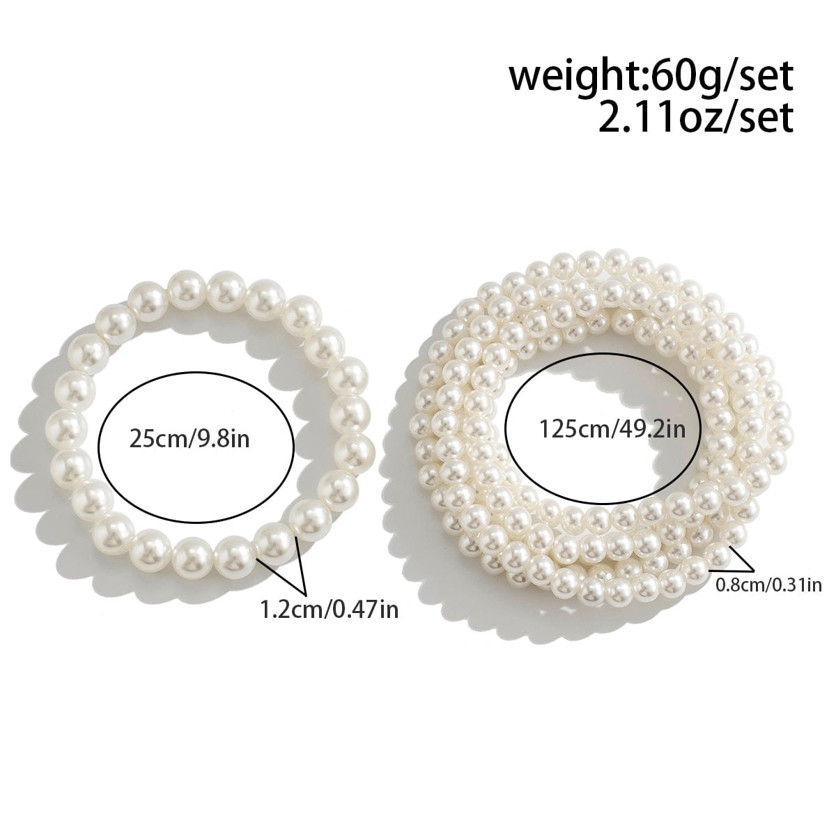 Boho 2Pcs Stackable Pearl Chain Anklet Set