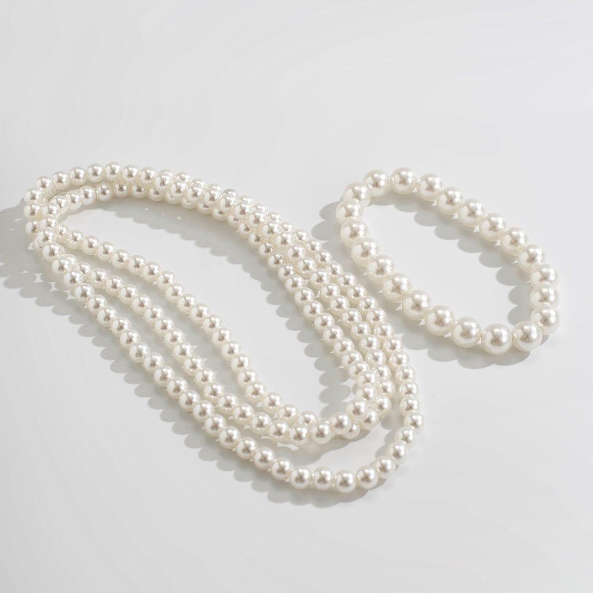 Boho 2Pcs Stackable Pearl Chain Anklet Set