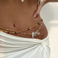 Thumbnail for Boho 2pcs Turquoise Crystal Seed Beaded Belly Chain Set - ArtGalleryZen