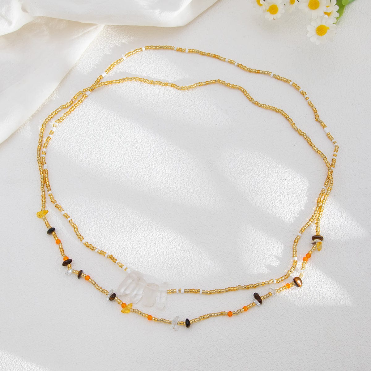 Boho 2pcs Turquoise Crystal Seed Beaded Belly Chain Set - ArtGalleryZen