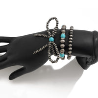 Thumbnail for Boho 3pcs Antique Silver Tone Bowknot Turquoise Beaded Bracelet Set - ArtGalleryZen