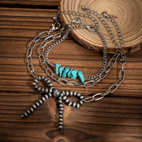 Thumbnail for Boho 3pcs Antique Silver Tone Bowknot Turquoise Curb Chain Bracelet Set - ArtGalleryZen