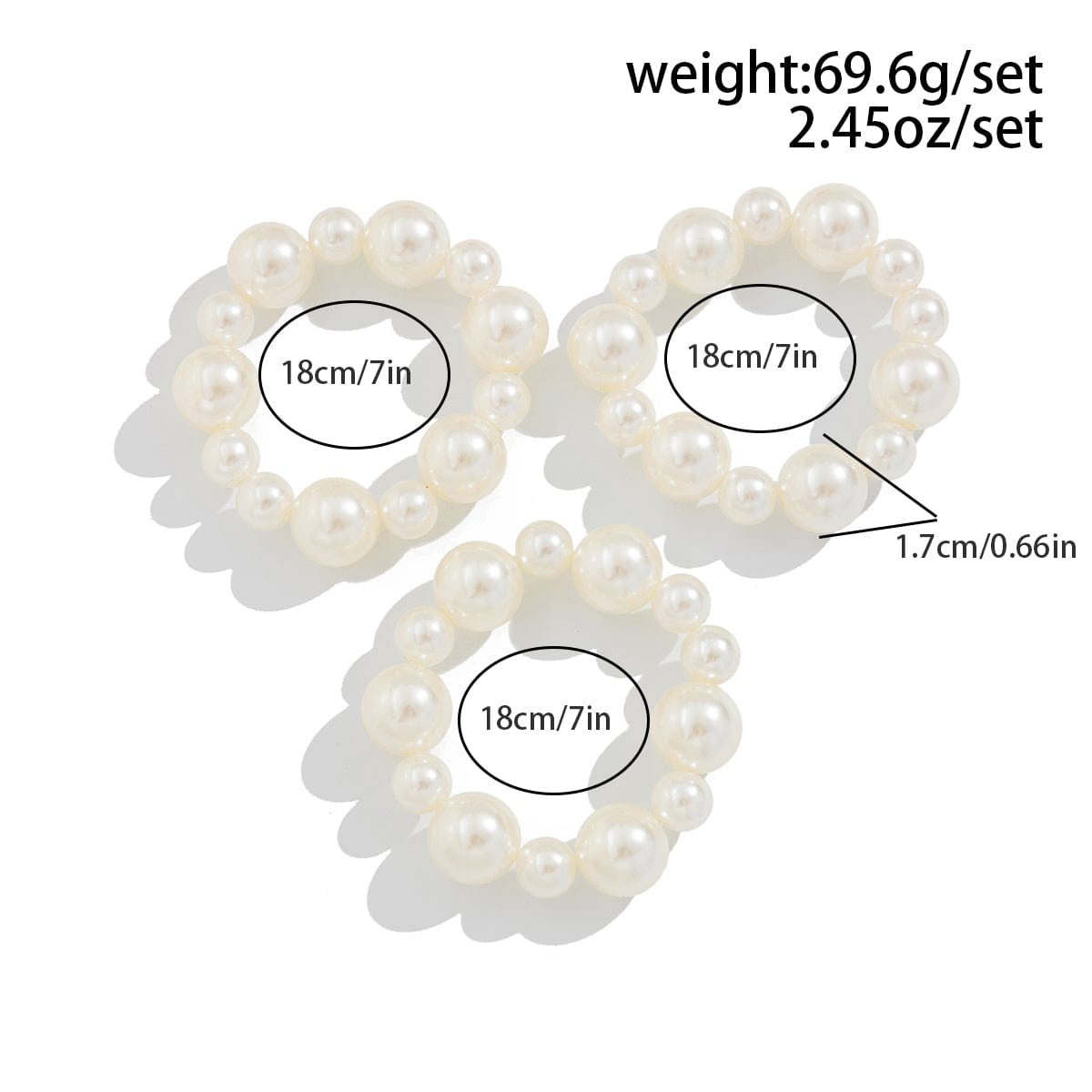 Boho 3pcs Chunky Pearl Chain Stackable Bracelet Set - ArtGalleryZen