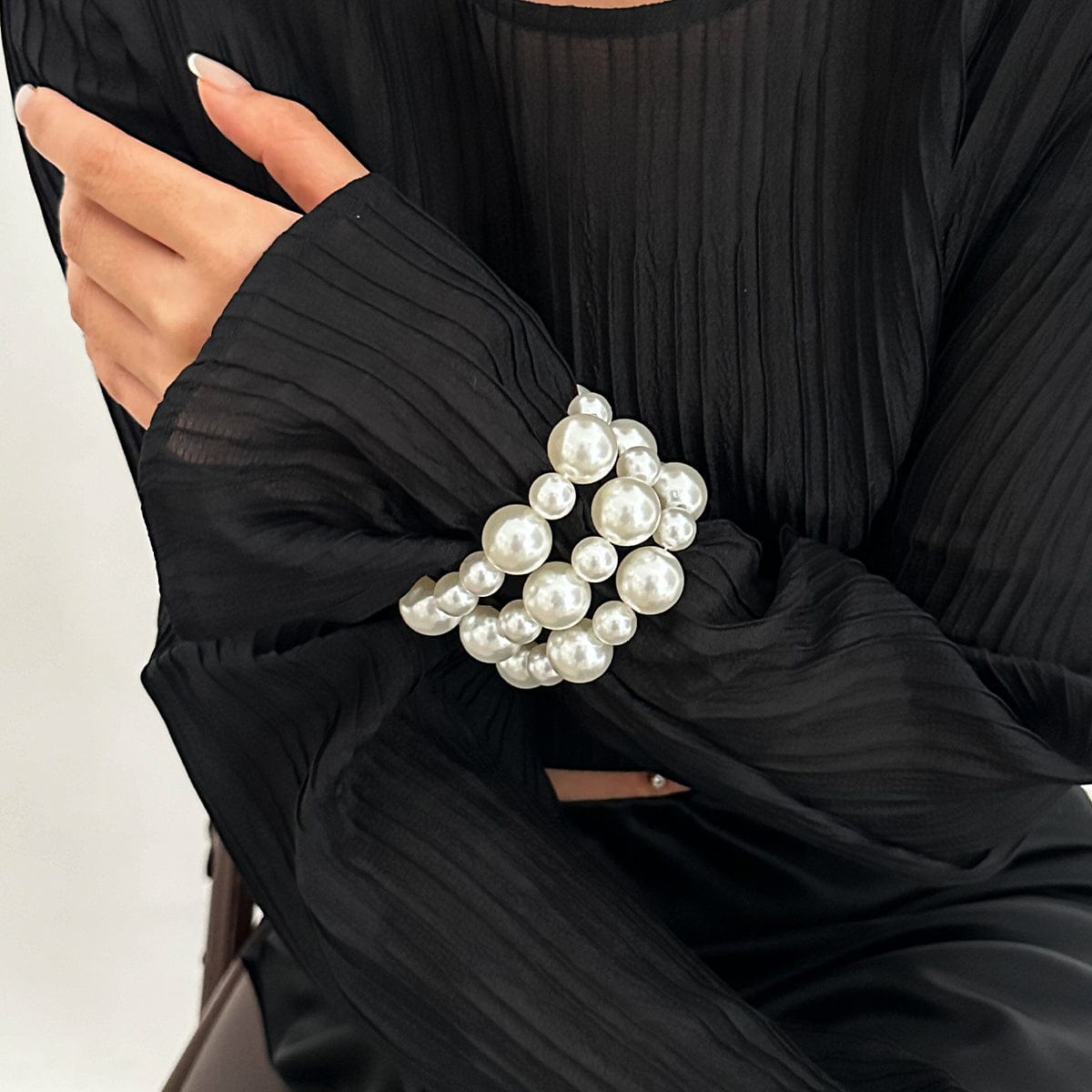 Boho 3pcs Chunky Pearl Chain Stackable Bracelet Set - ArtGalleryZen