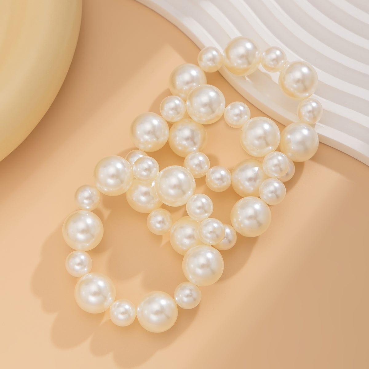 Boho 3pcs Chunky Pearl Chain Stackable Bracelet Set