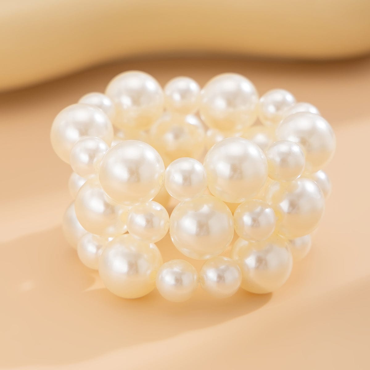 Boho 3pcs Chunky Pearl Chain Stackable Bracelet Set