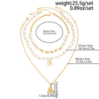 Thumbnail for Boho 3pcs Conch Enamel Round Disk Pendant Pearl Chain Necklace Set - ArtGalleryZen