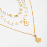 Thumbnail for Boho 3pcs Conch Enamel Round Disk Pendant Pearl Chain Necklace Set - ArtGalleryZen